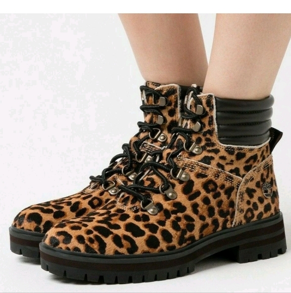 New Timberland London Square Leopard Calf Hair Hiker Boots 9 - Picture 6 of 16